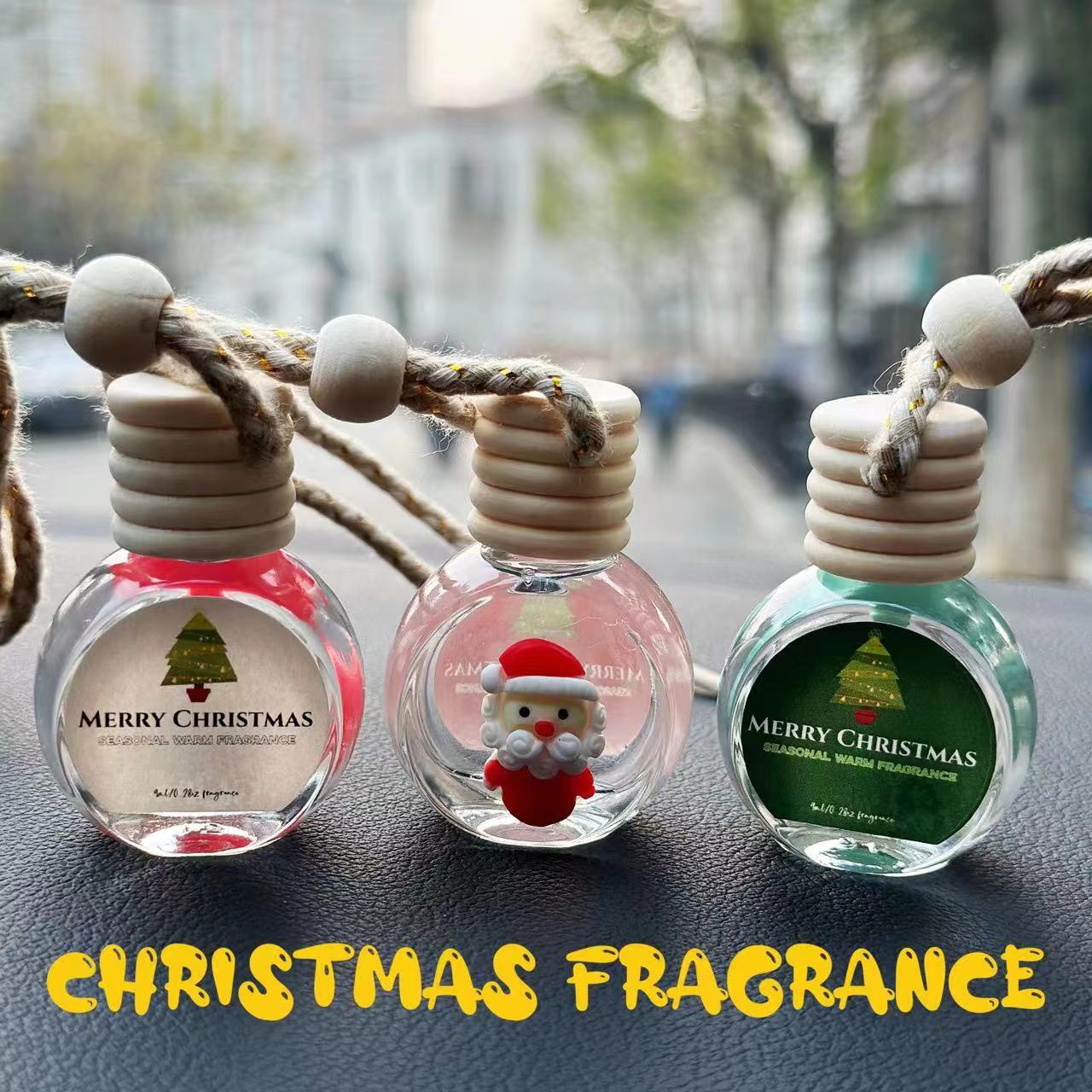 Christmas Car Air Fresheners,Car Scent Deodorizer with Real Essential Oils， Hanging Car Jar 3-style, Neutralizes Odors Up To 30 Days